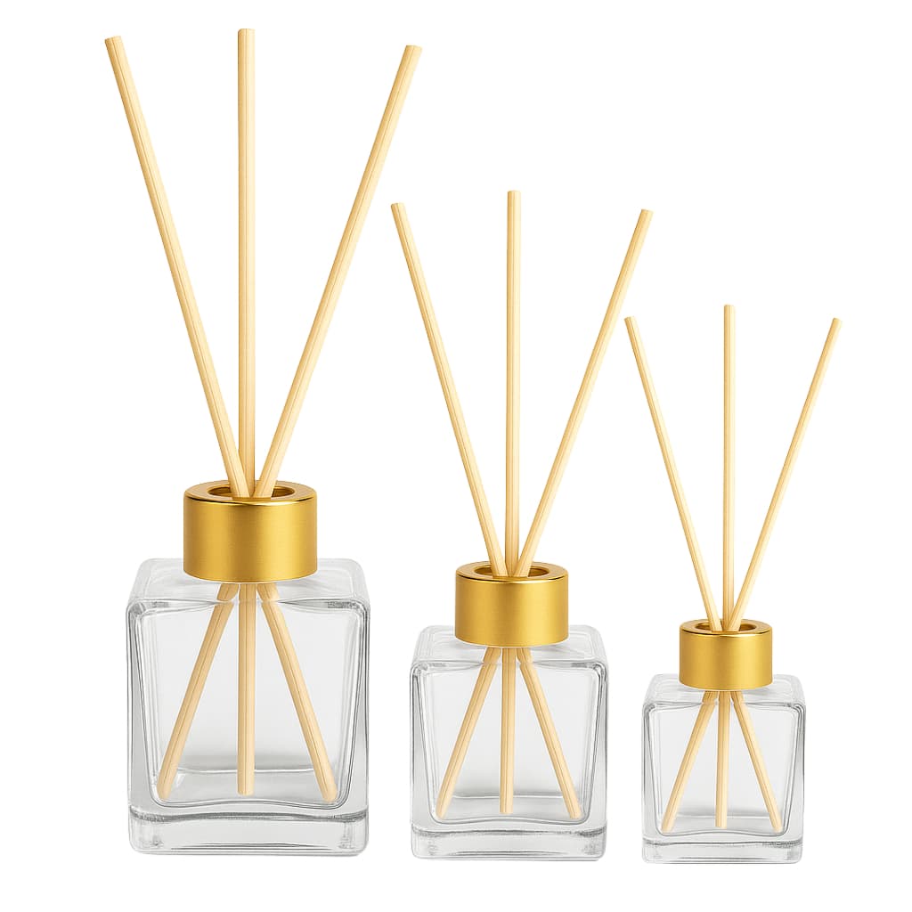 Kit 6 Frascos de Vidro Cubo – 50ML, 100ML Ou 250ML - Difusor  - 6 unidades - Rosca 28/410