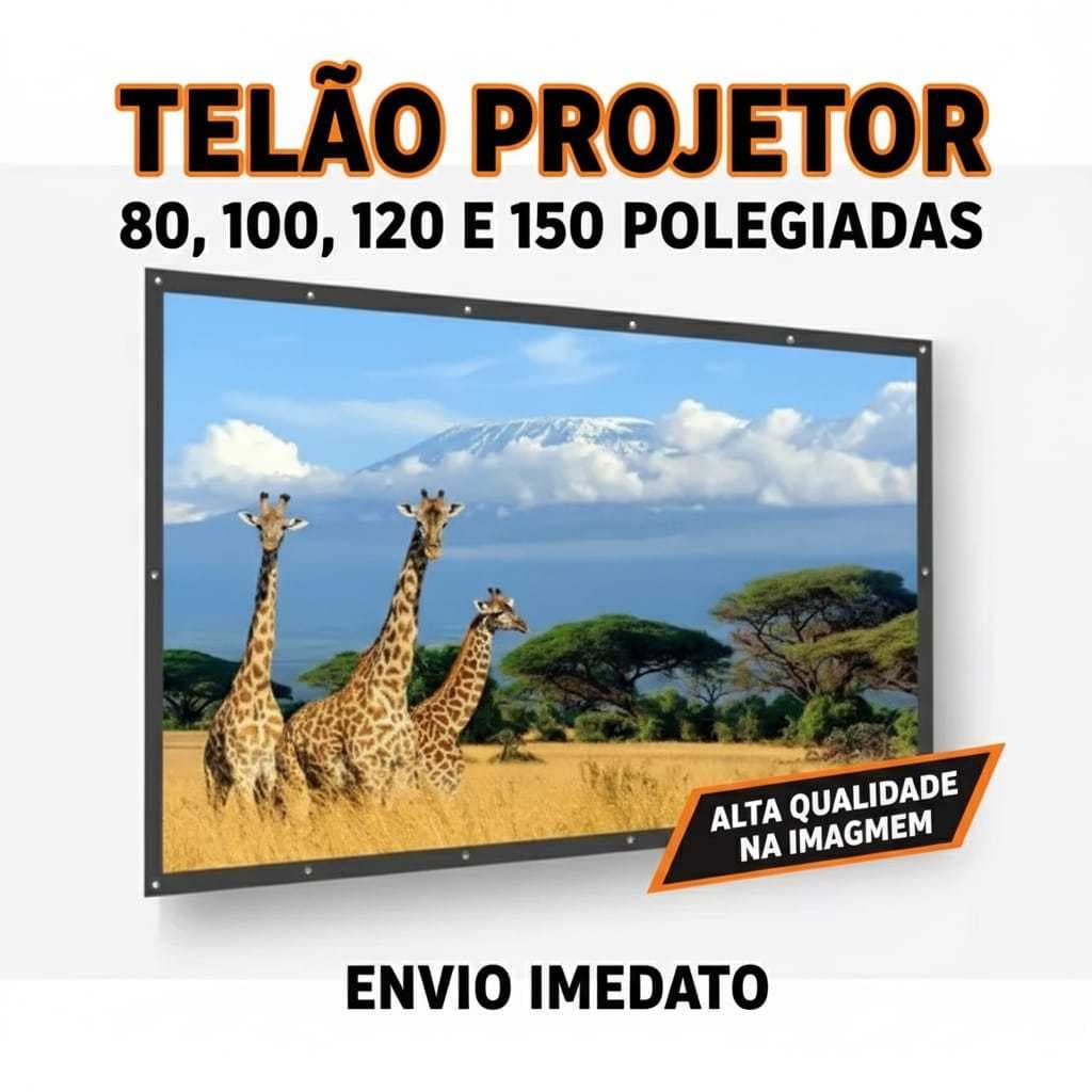 Tela de Projeção De 84/100/120/150 Polegadas com Bordas Pretas | Imagem Nítida e Cinema em Casa | Envio Imediato