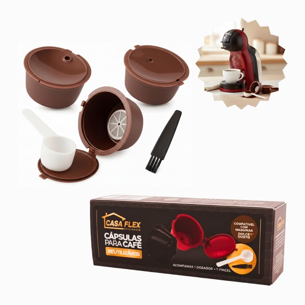 Kit 3, 6 ou 12un Capsula Café Reutilizável, Compatível Dolcegusto, Tradicional