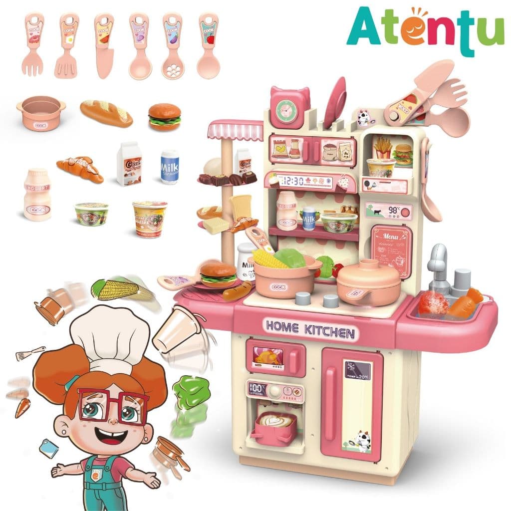 Cozinha Infantil Brinquedo com Luz Sai Água de Verdade Fogão 33 Acessórios