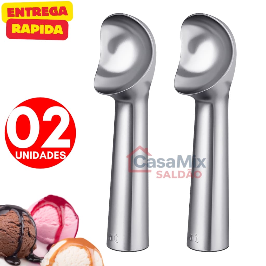 2 ou 1 Colher de Sorvete Açai Profissional Pegador Tipo Concha Grande Resistente Bolas Sorvetes 18cm