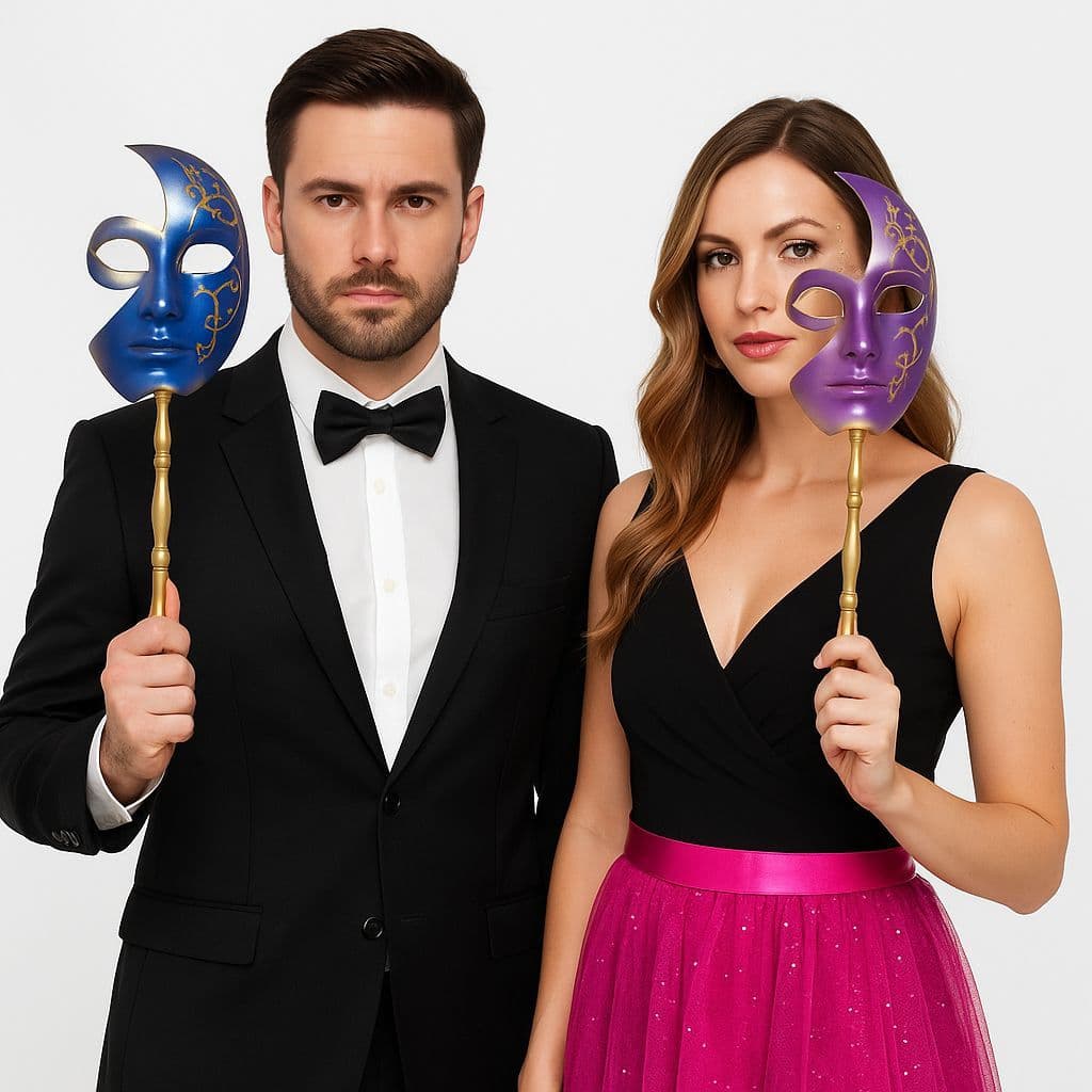 Máscara  Metade Do Rosto Com Cabo Carnaval Cosplay Teatro