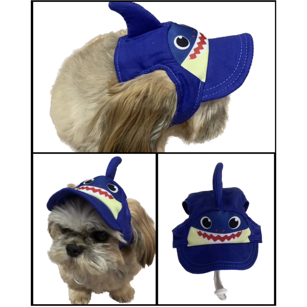 Boné Tubarão pet Chapéu p/ cachorro Moda praia Shark Acessórios Viseira cães de pequeno, médio e grande porte
