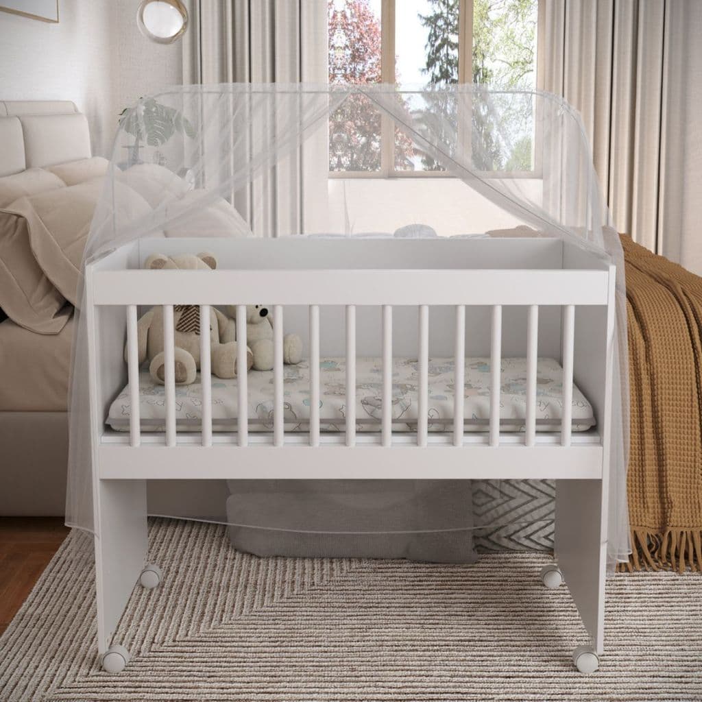 Mini Berço Rubi Moises Multifuncional 5 em 1 Rodinhas Acompanha Colchão Suporte Mosquiteiro