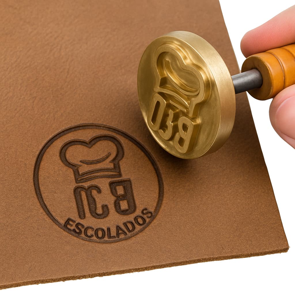 Carimbo Cliche Latão Personalizado 2cm X 2cm Com Cabo