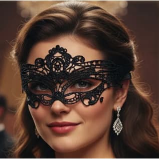 Máscara Veneziana Glitter Luxo Sexy Onlyfans Camgirl Camboy Preto Máscara Veneziana