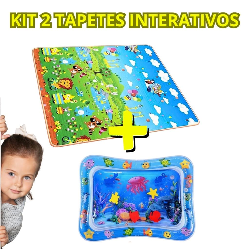 Kit 2 Tapetes Interativos Infantil Pedagógicos Sensorial Intuitivo Tatame Dobrável