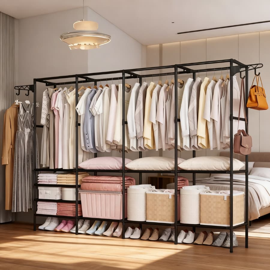 Roupeiro Guarda Roupa Portatil Cabideiro Arara Para Roupa Sapateira Organizador Multiuso Armário