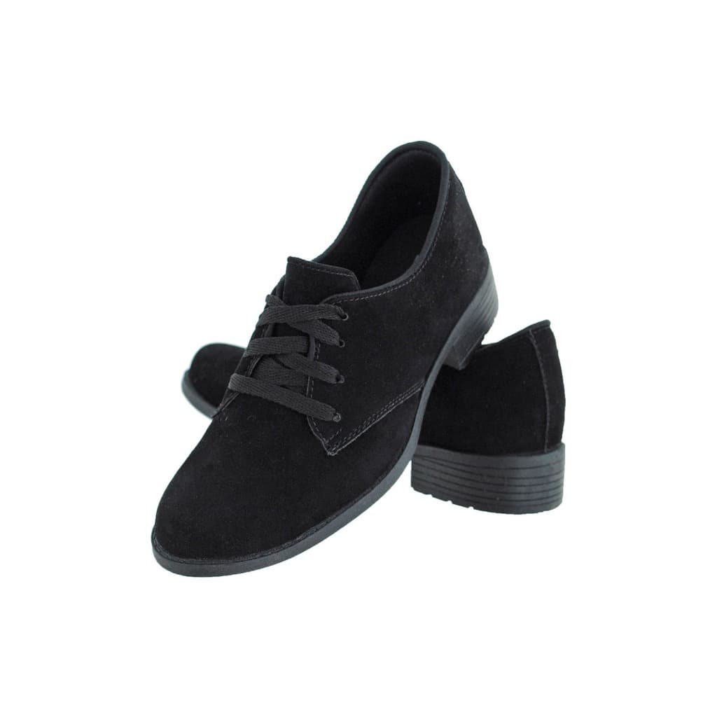 Oxford Feminino Social Sem Salto Crshoes Camurça Preto