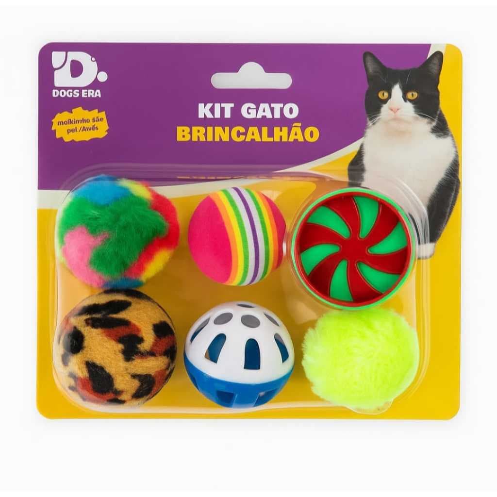 Kit Gato 6 Brinquedos para Pet com Barulhinho Interativo Bolinha Ratinho Divertido ENVIO IMEDIATO