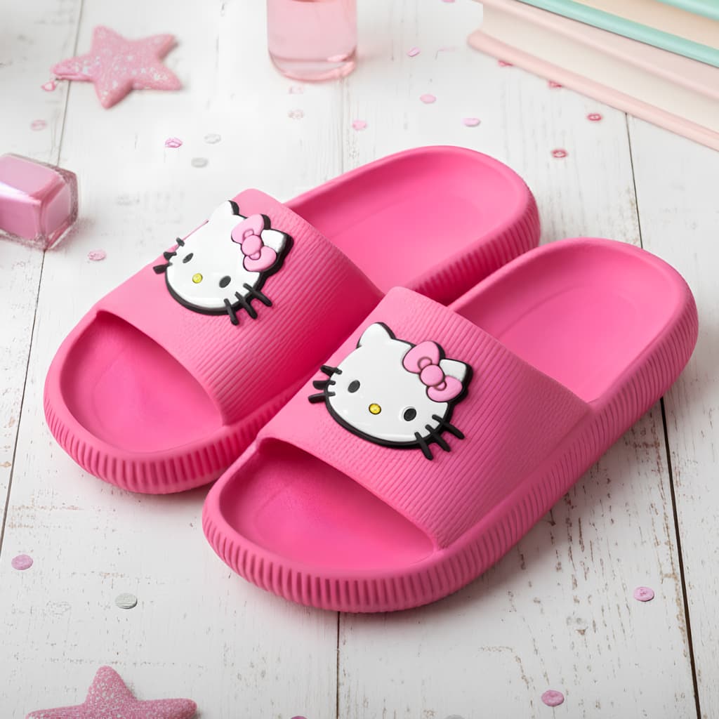 Chinelo Nuvem Slide Infantil Gatinha Kitty Menina Leve e Confortável Ideal para Praia e Passeios