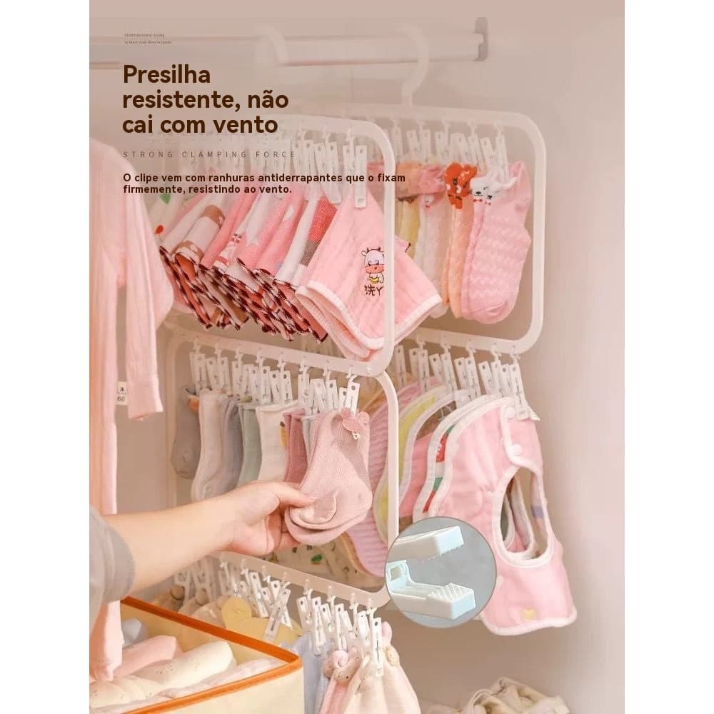 Cabide De Clipe De 1-2 Camadas Para Roupas De Bebê-Organização De Guarda-Roupa Compacta E Conveniente