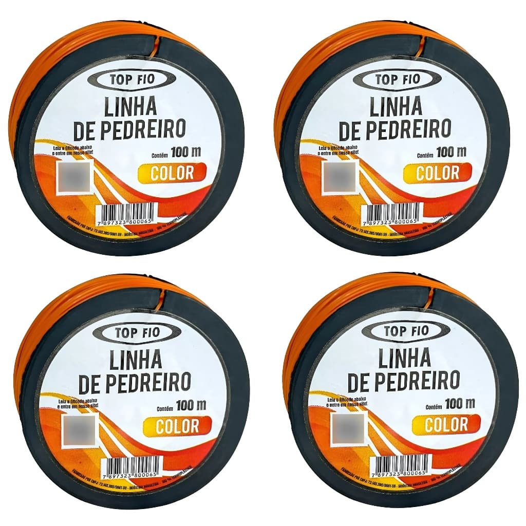 Kit 4 Carretel De Linha De Pedreiro Lisa Laranja 100 e 50 Metros