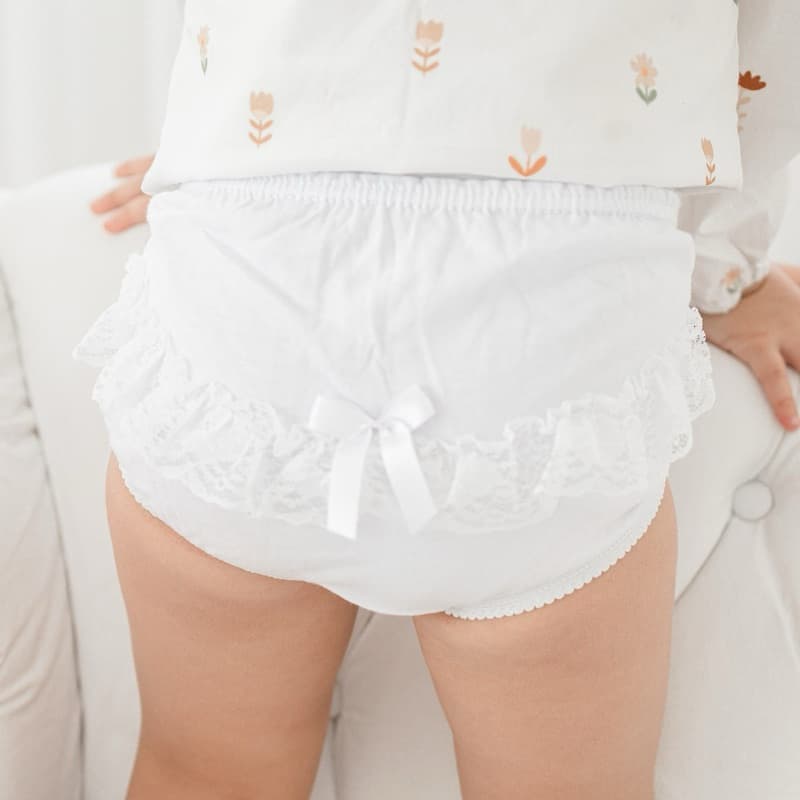 Calcinha algodão infantil meninas renda babado lacinho