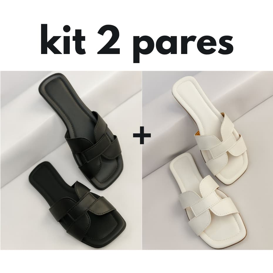 Kit 2 pares Sandália Rasteira Feminina Tendência Moderna