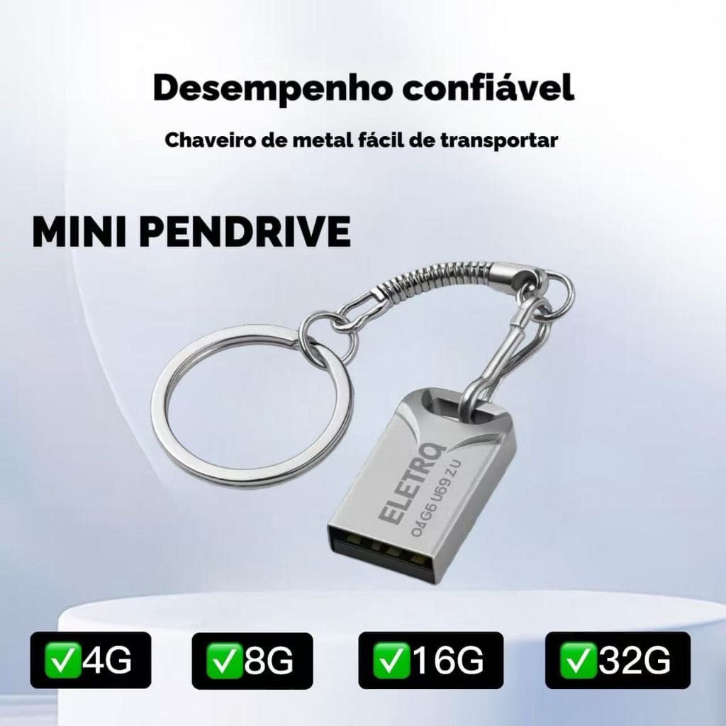 Mini Pendrive Original Modelo Chaveiro Metal Usb 4G/8G/16G/32G