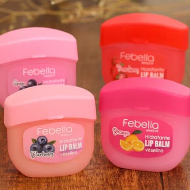 Kit Com 4 Protetor Labial Febella Lip Balm 100% Hidratante Vaselina