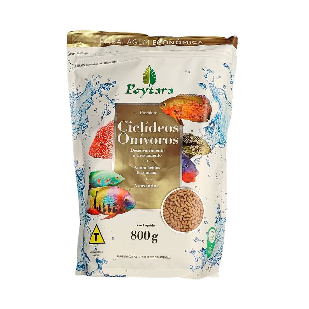 Ração Para Peixes Poytara Ciclídeos Onívoros 800g Refil Saco