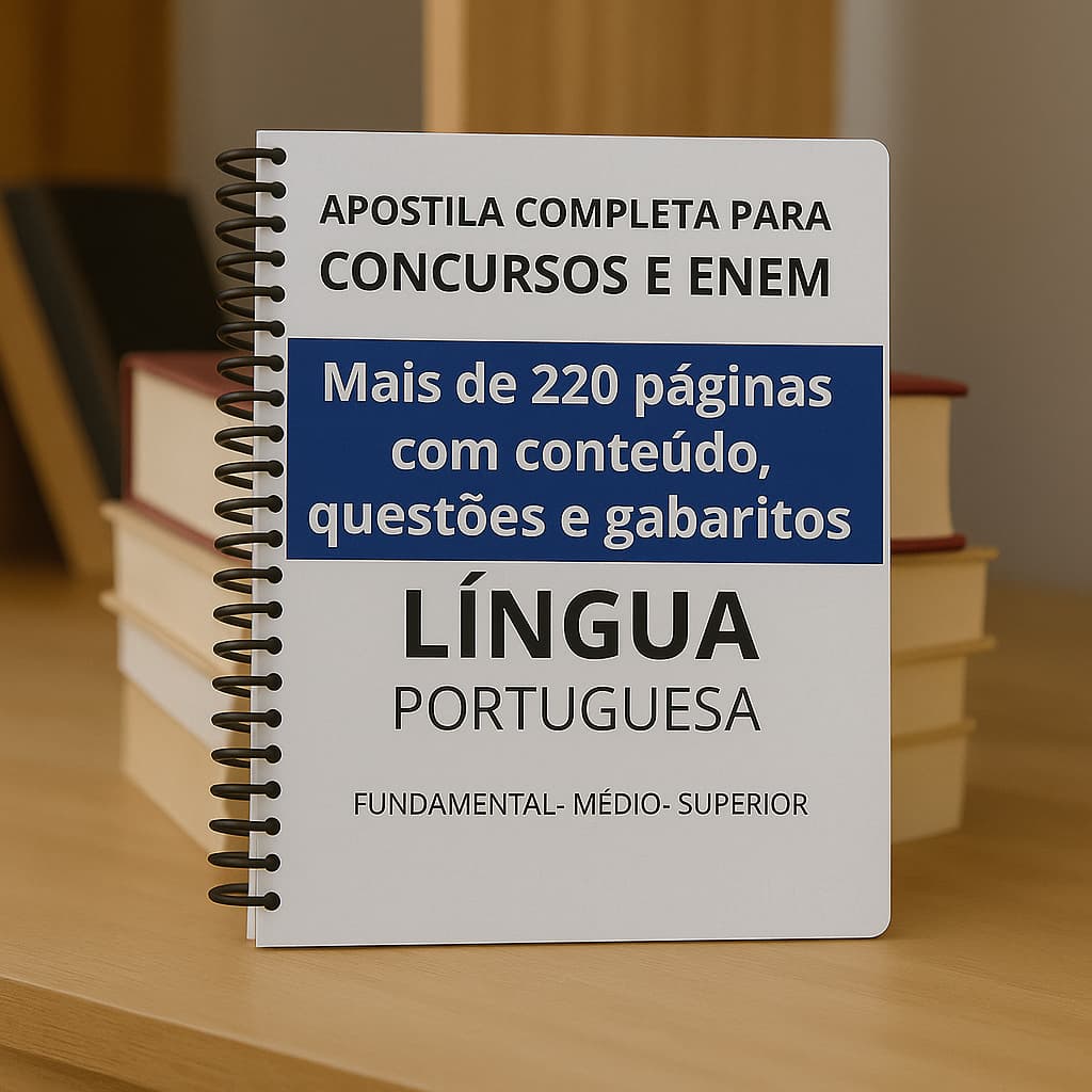 Caderno De Portugues Para Concursos e Enem Com Mais de 220 de Conteudo Exercídios Com Gabarito Envio Imediato