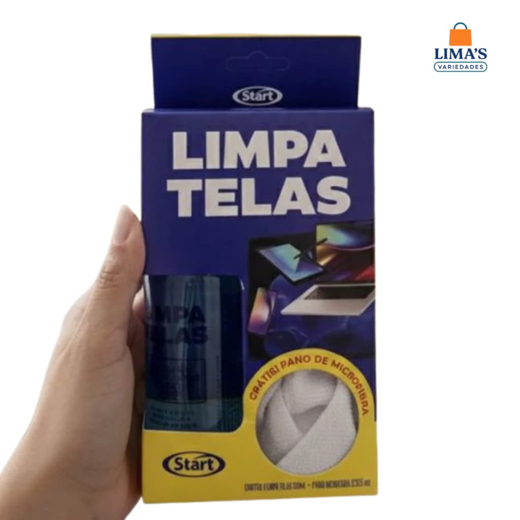 Limpa Telas 120ml + Pano Microfibra kIT Remove Sujeira, Digitais e Desinfeta Celular, TV, Tablet, Laptop