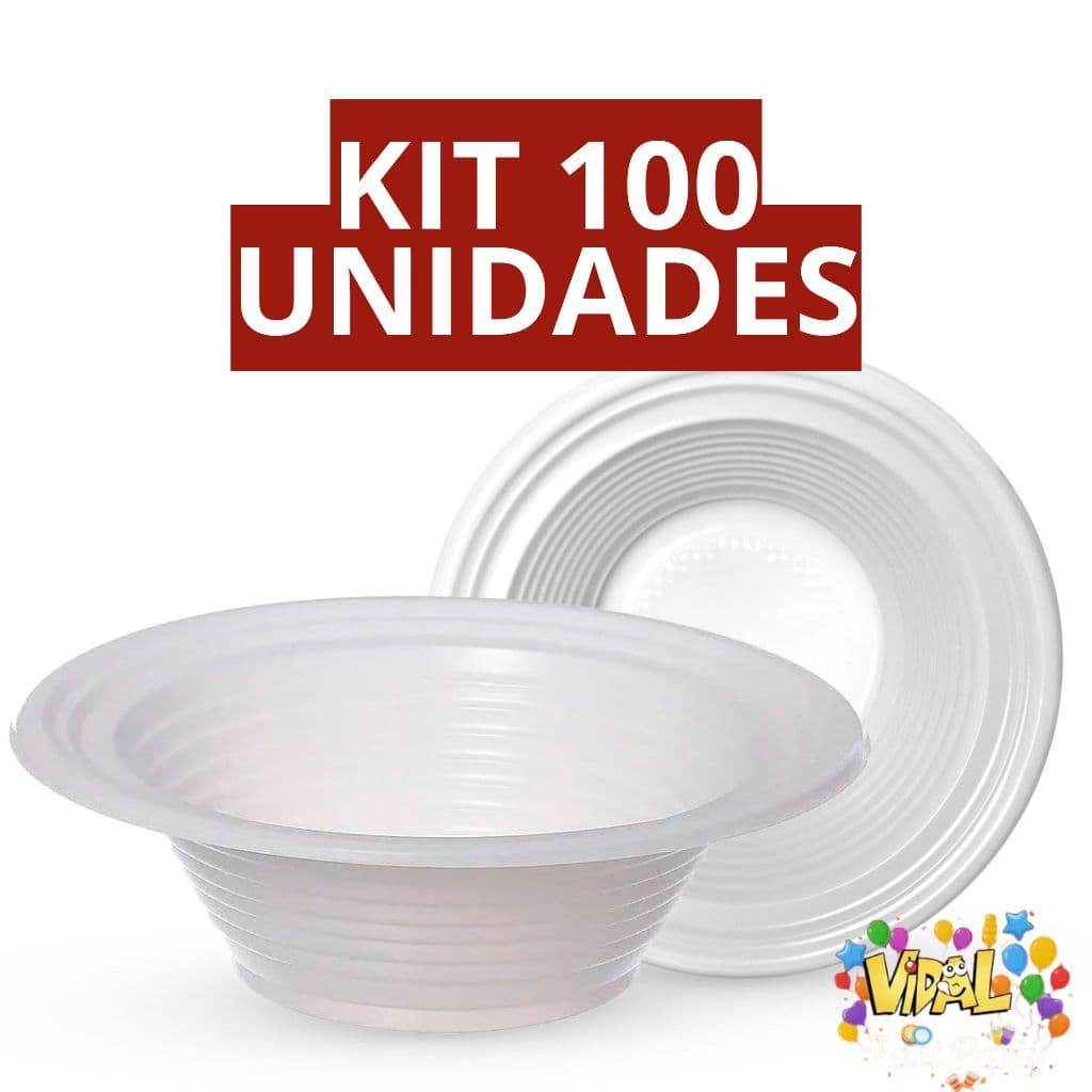 Kit 100 Pratos Descartável 15CM Fundo Cumbuca Para Caldos Festas Aniversário Eventos Cristalcopo