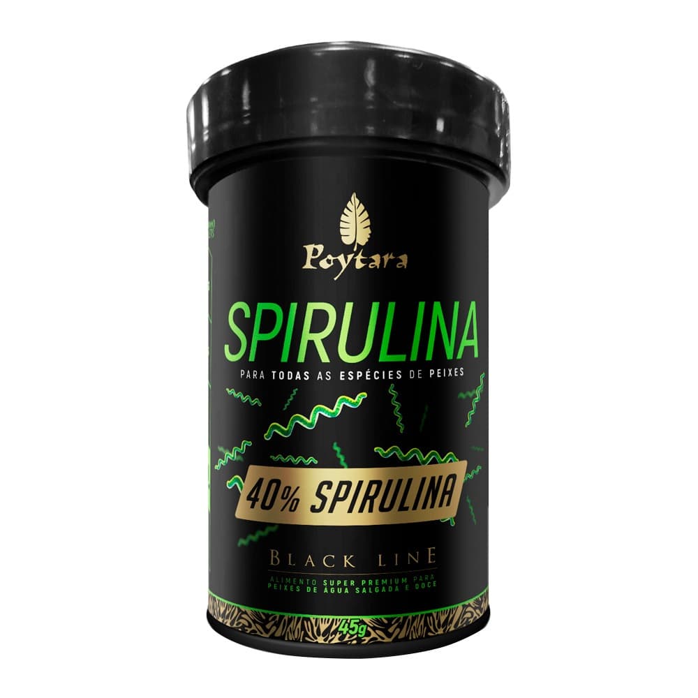 Ração Poytara Spirulina 40% Black Line 45g Sem Corantes