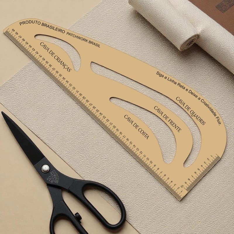 Régua Curva De Corte 6 em 1 E Costura Com Cava Original Patchwork Brasil