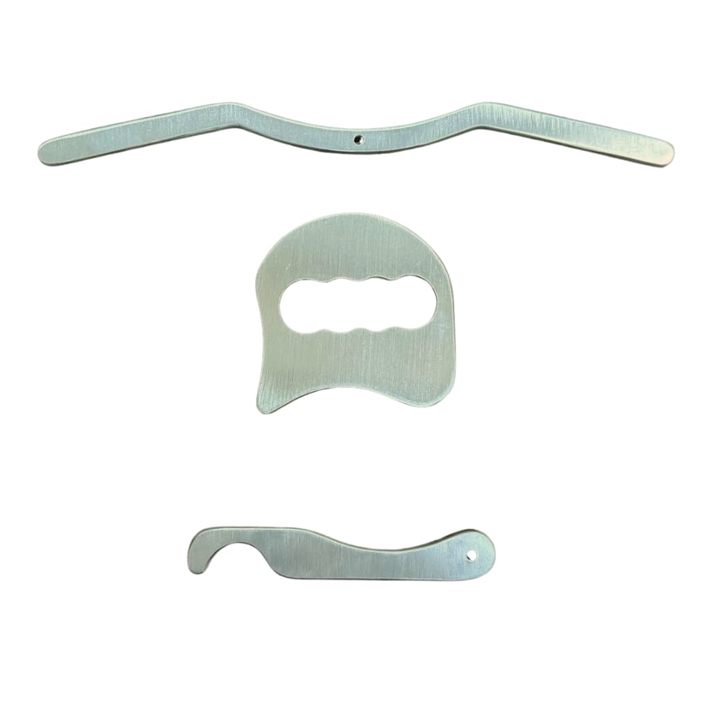 Kit com 3 Instrumentos De Liberação Miofascial Iastm Massagem Guidão Soco Gancho Alumínio