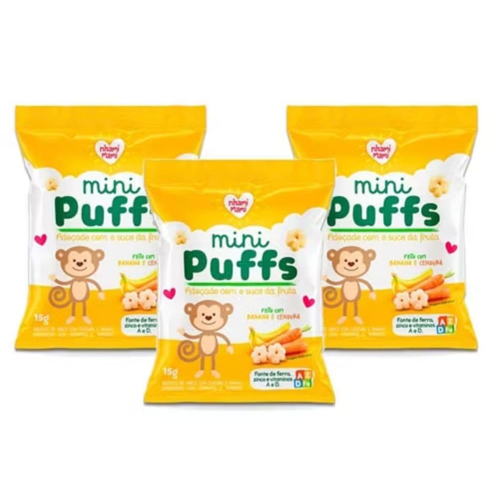 kit Biscoitos Mini Puffs - Banana e Cenoura - 15g Nhami Mami