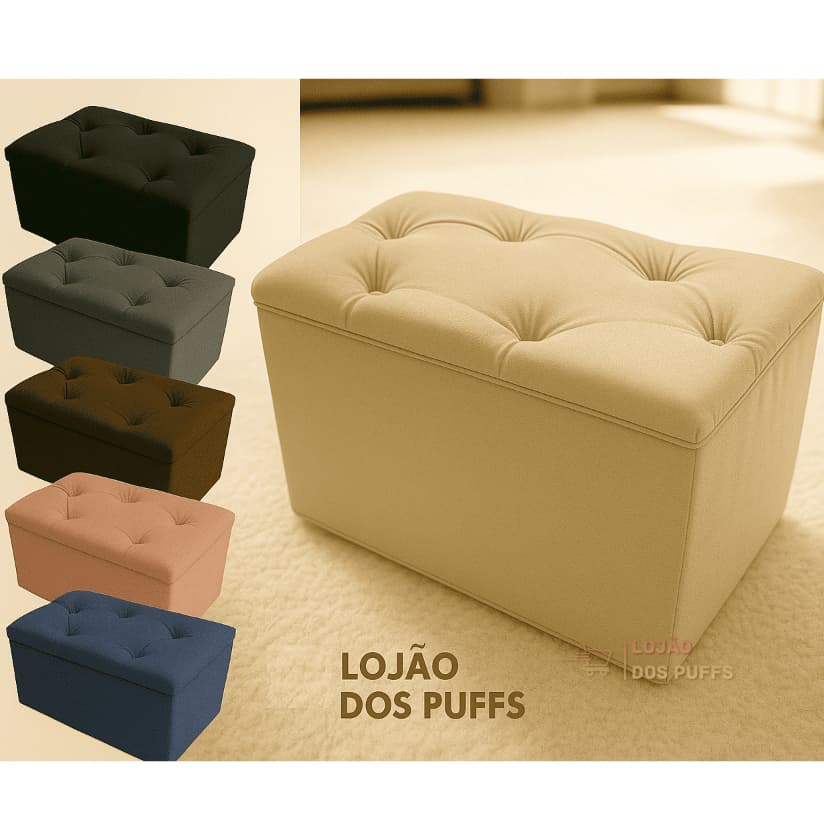 PUFF BAU TECIDO SUEDE ORGANIZADOR PORTA OBJETO QUARTO DECORATIVO QUALIDADE CASA PENTEADEIRA PROMOÇÃO