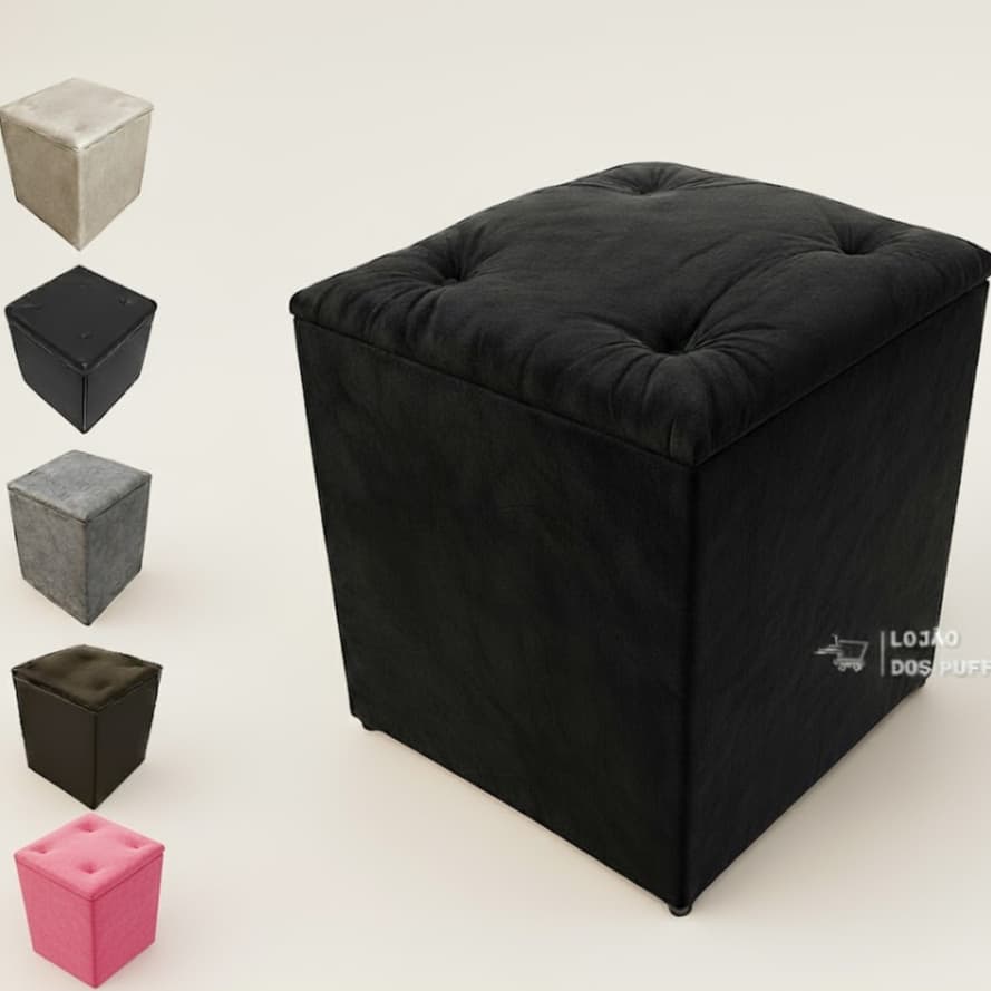 PUFF COM BAÚ VELUDO SUEDE LUXO PREMIUM BANQUETA DECORATIVO PENTEADEIRA CASA SALA QUARTO PROMOÇÃO PB.