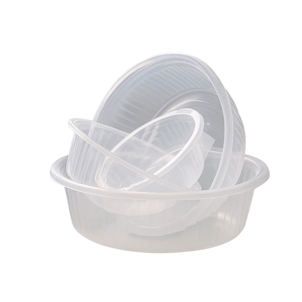 Kit com 4 Bacia Plástica Canelada Vasilhas Pequena  Médio Grande Transparente para Lavanderia