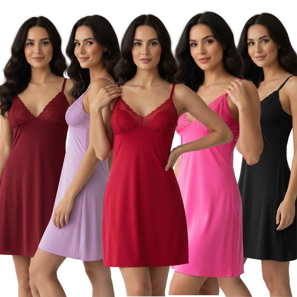 Camisola Sensual de Renda Sem Bojo + Calcinha Fio Duplo