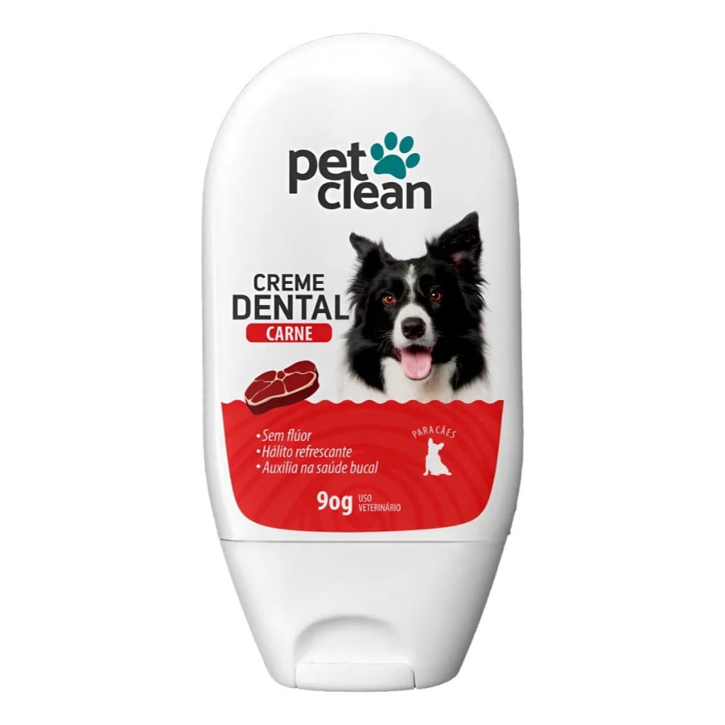 Creme Dental Pet Clean sabor carne ou morango para cães 90g - envio imediato