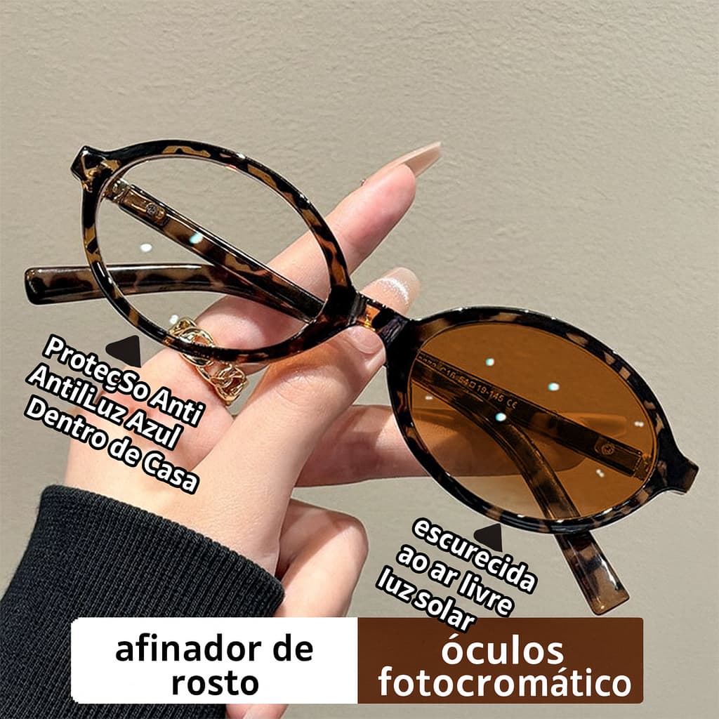 Óculos de sol fotocromáticos ovais ultraleves para mulheres, estilo retrô coreano, super modernos