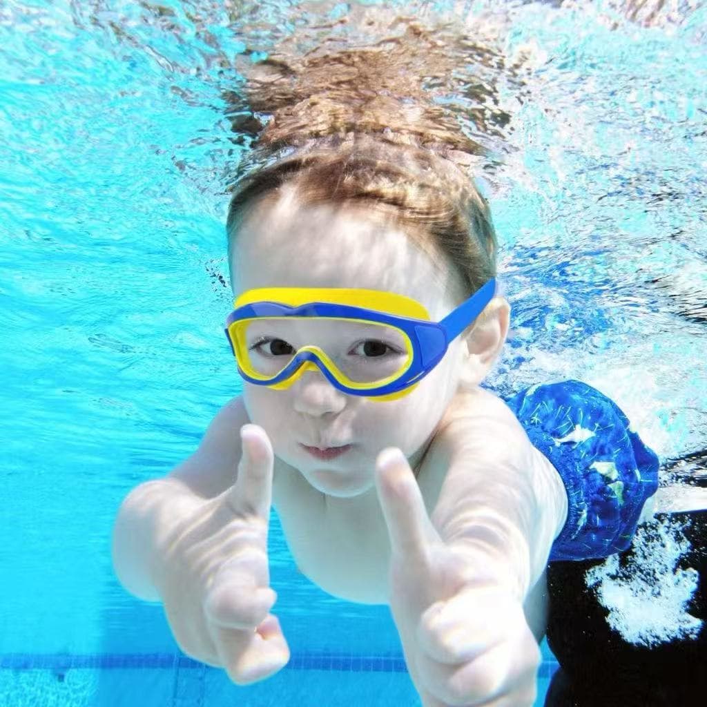 Óculos de natação de armação grande para crianças e adolescentes, altamente à prova d'água,adequados para idades de 6-18