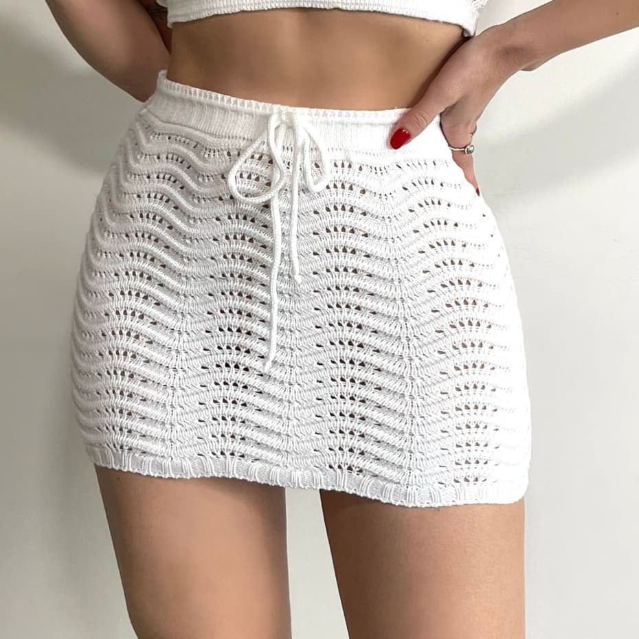 Saída de Praia Saia do P ao G Tricot Crochê Verão