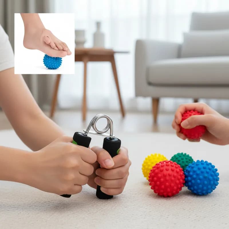 KIT Bolinha Fisioterapia + Fortalecedor de Mão e Antibraço HandGrip