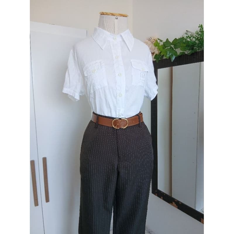 Calça masculina alfaiataria listrada