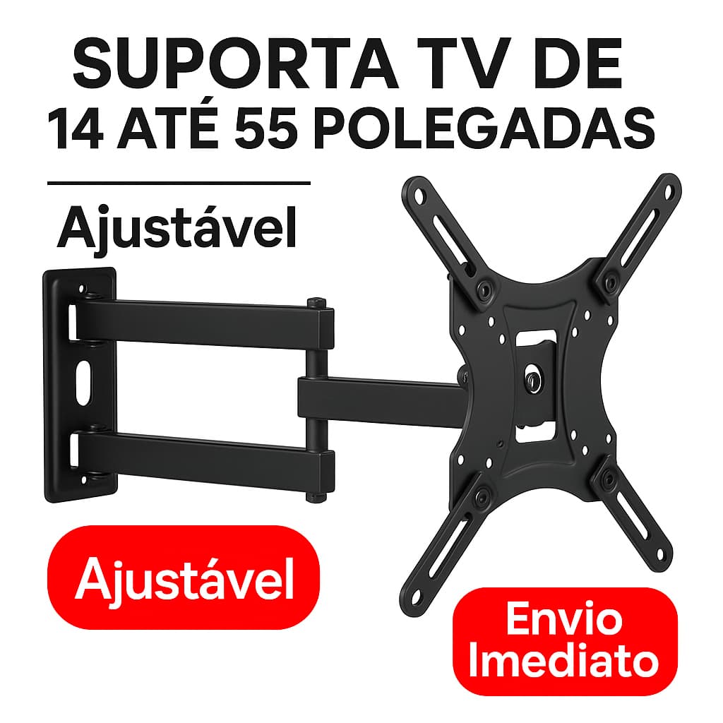 Suporte Tv Tri Articulado Lcd Led Plasma 14 A 55 Pol para parede 32 40 42 43 47 50 52 55 56 polegada