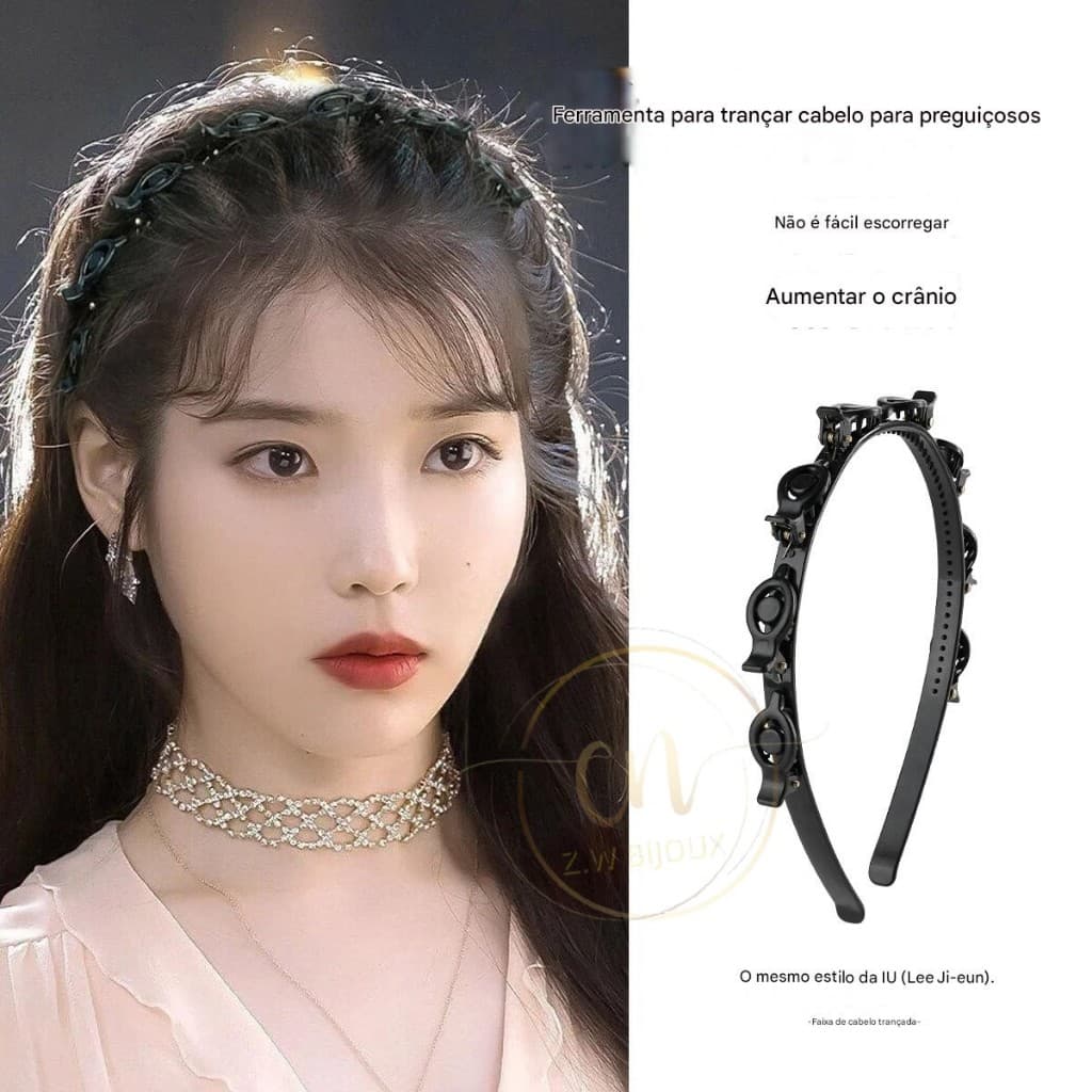Z.W BIJUX - Kit 3 Tiara e Bandas de Cabelo de Dupla Camada com Presilha em Plástico Trançado