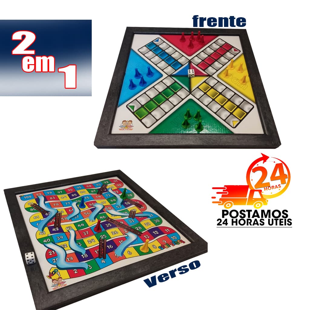 2 em 1 - Jogo De Tabuleiro Ludo Coluna + trilha dinamica sobe e desce tamanho grande 32x32cm
