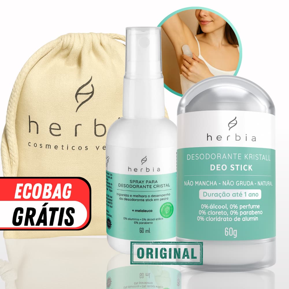 Desodorante Cristal Herbia 60g e Spray Melaleuca 60ml - Cristal 60g - Spray 60ml Natural
