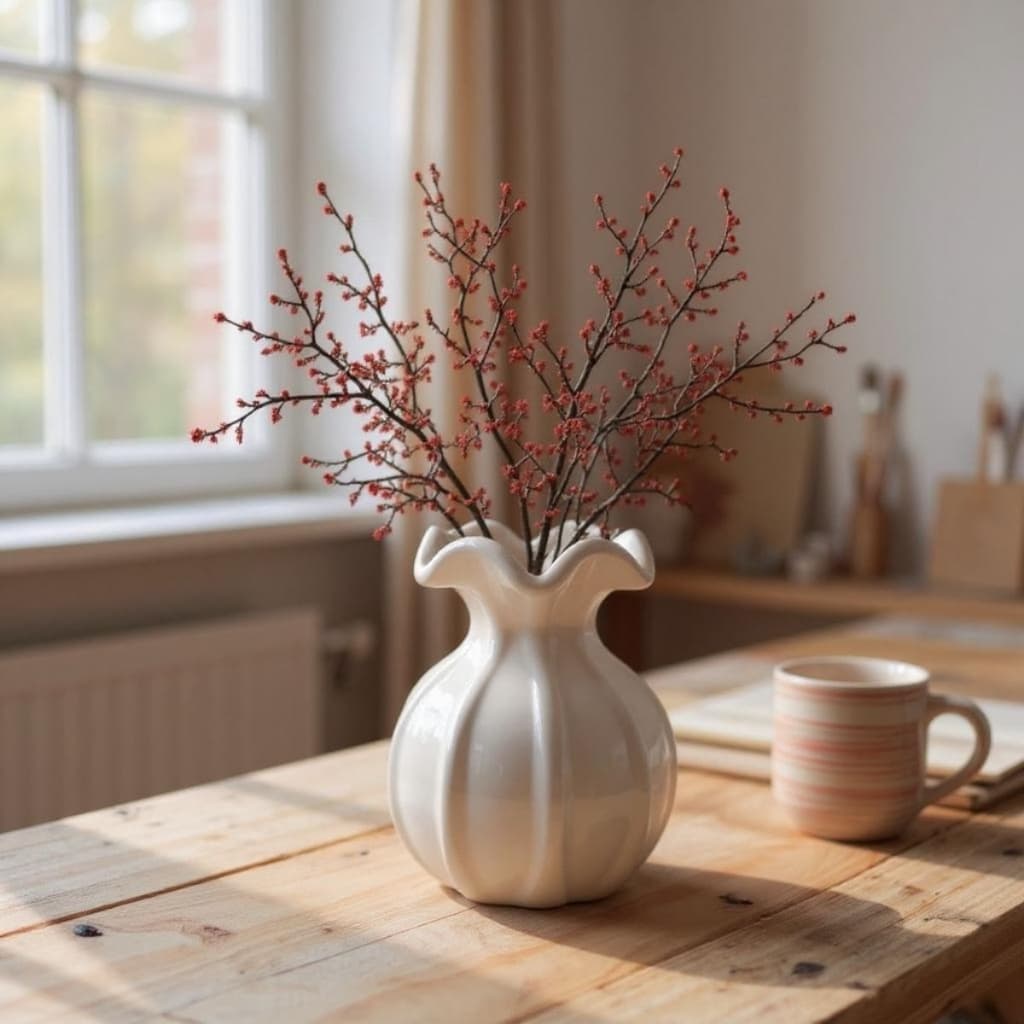 VasoTrouxinha Murano Branco Decoração Moderno Elegante Sala  14X12 Cm