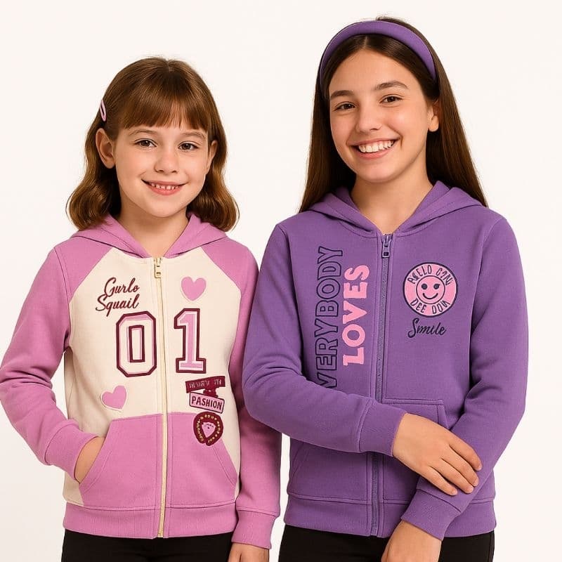 kit 2 Casacos de Menina Estilosa Kit Jaquetas 2 Unidades de blusa Feminino