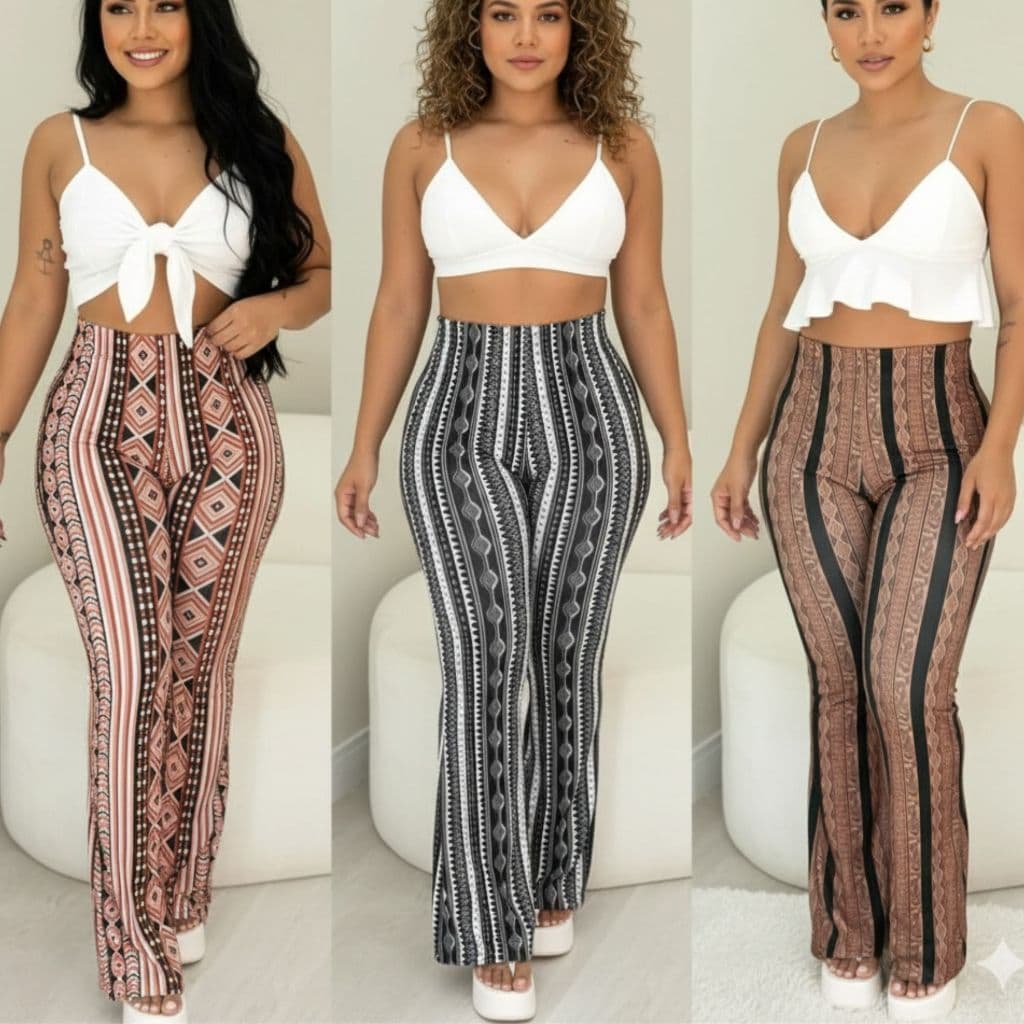 Calça feminino flare boca de sino estampado legging cintura alta plus size bailarina