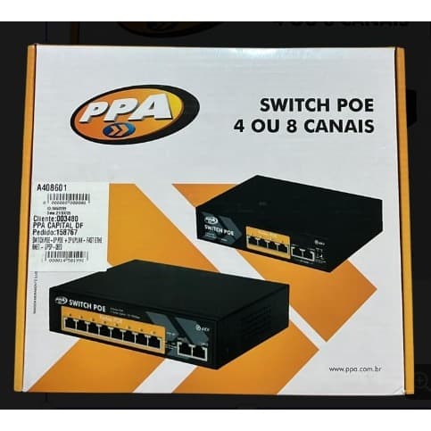 Switch POE - 8 Portas PPA (não gerenciavel)
