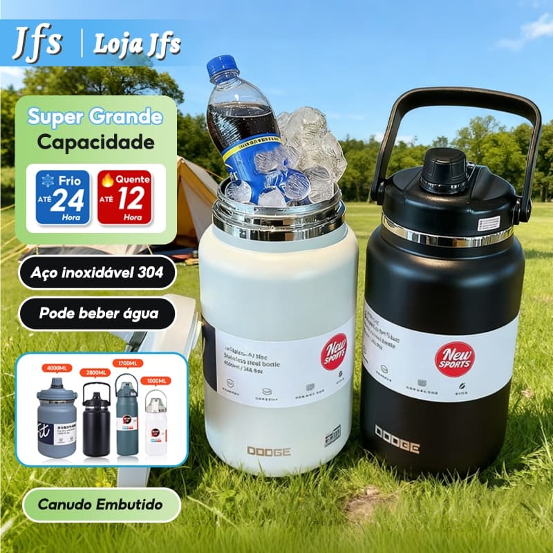 1000ml/1700ml/2800ml/4000ml Garrafa Térmica de água Inoxidável com Tampa e Canudo Copo Térmico de água  Inox Portátil