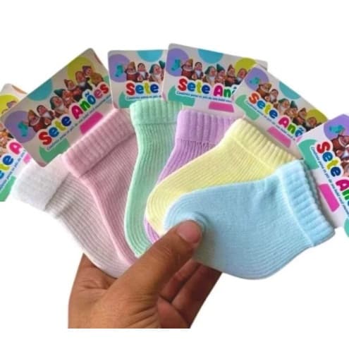 KIT 12 POLIAMIDA INFANTIL RECEM NASCIDO, ENXOVAL BEBE, SAIDA DE MATERNIDADE, MEIA INFANTIL