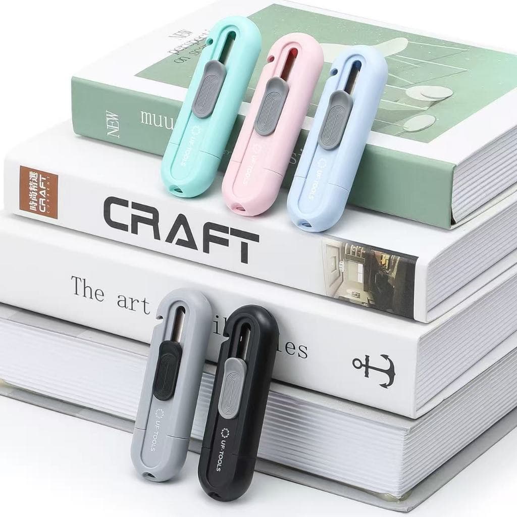 Estilete Retrátil Lâmina Afiada Cortador Papel Cartão Ideal para Abrir Pacotes Encomendas Artesanato